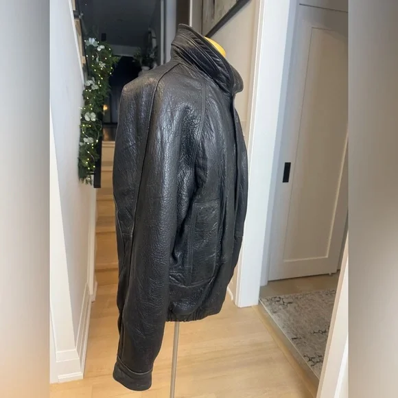 Vintage Nautica Genuine Leather Jacket Men’s Size 46 Black - Picture 4 of 11